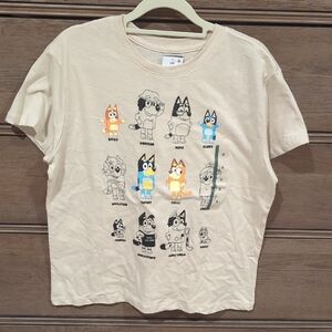 Cream Graphic Bluey T-Shirt with Cartoon Characters